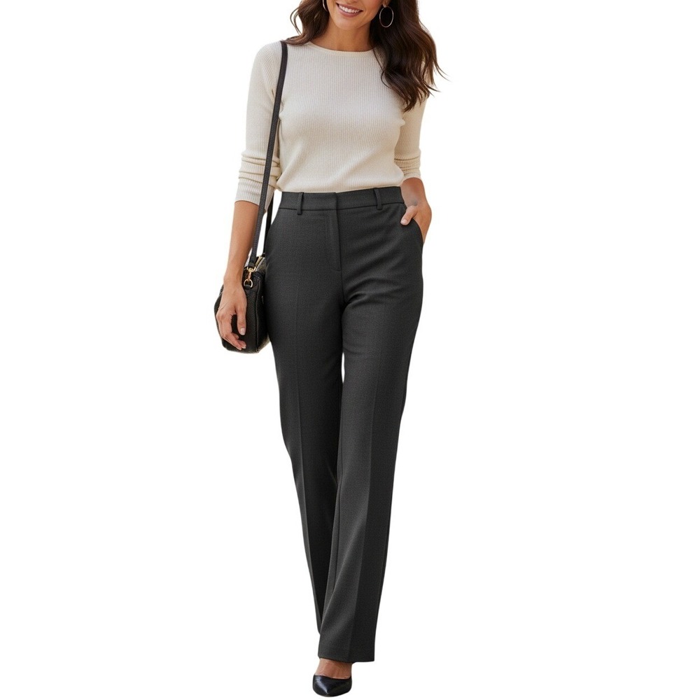 FDB Fortunato Di Bella Womens Black Straight Leg Dress Pants Size 2 Wool RET$250
